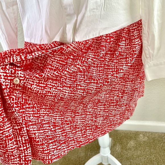 Diane Von Furstenberg DVF Sz Large Alison Drop Waist White & Red Pleated Dress - Picture 9 of 16